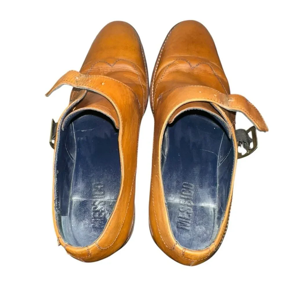 Messico Genuine Leather Mexico Dress Shoes Sz 11 M Monk Strap Oxford Buckle